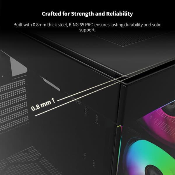 Gaming PC-fodral - MONTECH - King 65 PRO - Dubbelkammare - Meshpaneler - ARGB-fläktar