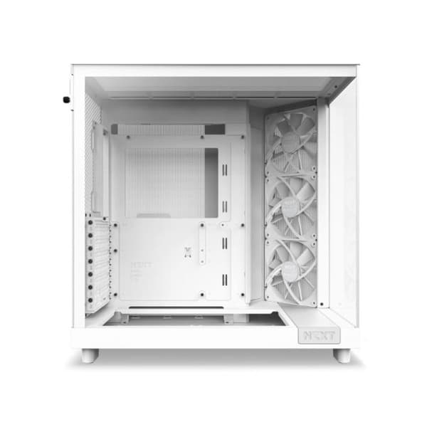 PC-Chassi - NZXT - H6 Flow - Vit - Optimerad kylning - Panoramisk härdat glas