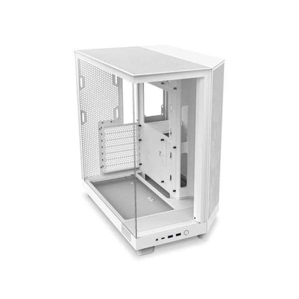 PC-Chassi - NZXT - H6 Flow - Vit - Optimerad kylning - Panoramisk härdat glas