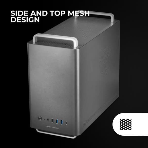 PC-chassi Micro-ATX - Mars Gaming - MC-ELITE - Mesh-design - 3 FDB-fläktar - Aluminium