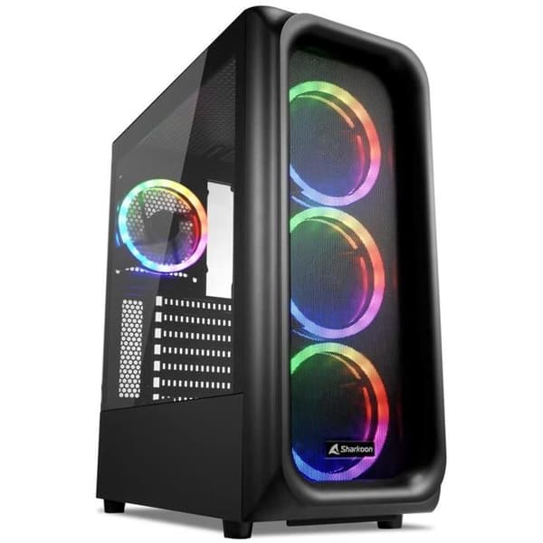 Speldatorchassi - Sharkoon - TK5M RGB - Svart - RGB-belysning - Tempererat glaspaneler