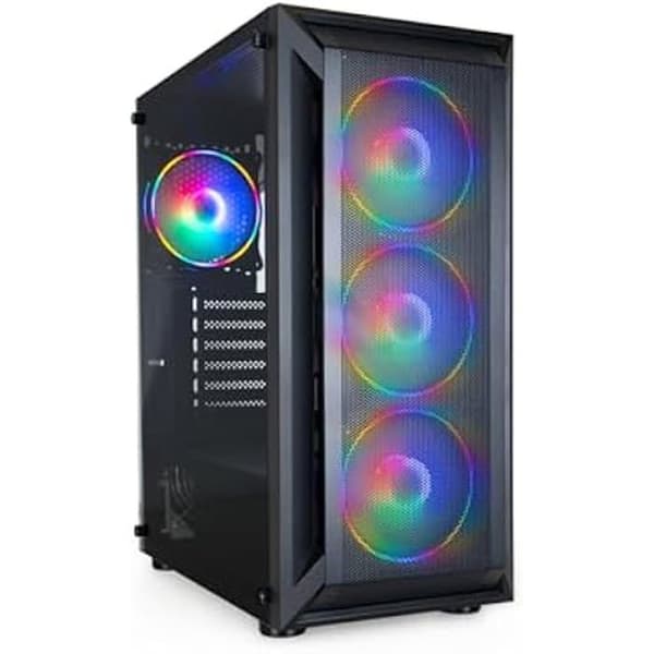 TOOQ TQGCC101-B - RAGNÄROK ATX/MicroATX/Mini-ITX Gaming Semi-Tower Case, härdat glas, 4 RGB-fläktar ingår, svart Svart
