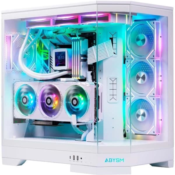 ABYSM Gaming Danube SAVA H600 Spel-PC Chaufferi E-ATX med 3 Paneler av Härdat Glas, 4 ARGB Fläktar på 120 mm, kontroller, Sup