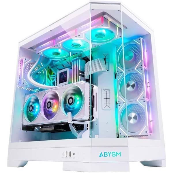 ABYSM Gaming Danube SAVA H600 Spel-PC Chaufferi E-ATX med 3 Paneler av Härdat Glas, 4 ARGB Fläktar på 120 mm, kontroller, Sup
