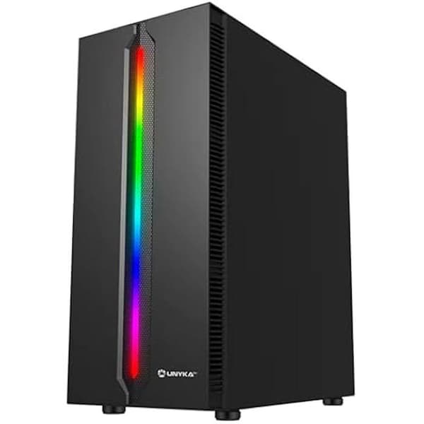 UNYKA Gamingchassi ATX Armor Lumina Svart med frontpanel med ARGB LED-belysning, vertikala kylgaller, panel