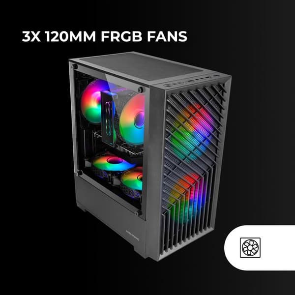 Gaming Chassi - Mars Gaming - MC-VORTEX - MicroATX - Härdat Glas - 3 FRGB 120mm Fläktar