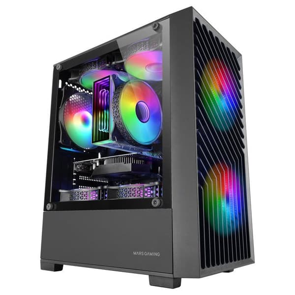 Gaming Chassi - Mars Gaming - MC-VORTEX - MicroATX - Härdat Glas - 3 FRGB 120mm Fläktar