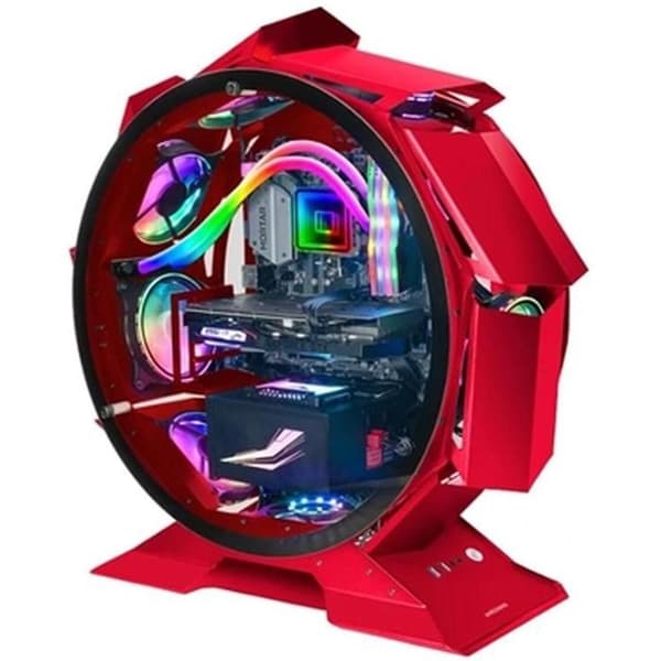 Mars Gaming MCORB Röd, Micro-ATX XL Gaming PC-fodral, anpassad cirkulär design, härdat dubbelglas Röd