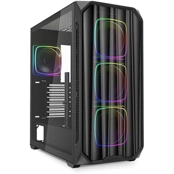 ATX PC-chassi - SHARKOON - AK5M RGB - PWM RGB-fläktar - Radiatorstöd - Rymlig design Svart
