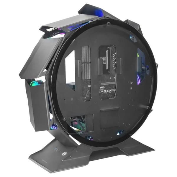 Mars Gaming MCORB Svart, Micro-ATX XL Gaming PC-fodral, anpassad cirkulär design, härdat dubbelglas
