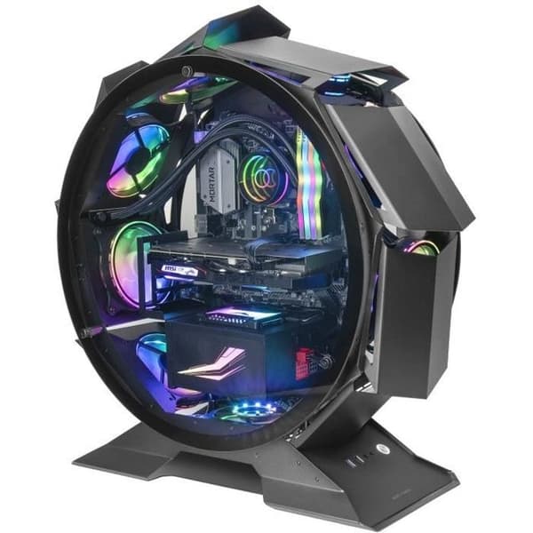 Mars Gaming MCORB Svart, Micro-ATX XL Gaming PC-fodral, anpassad cirkulär design, härdat dubbelglas