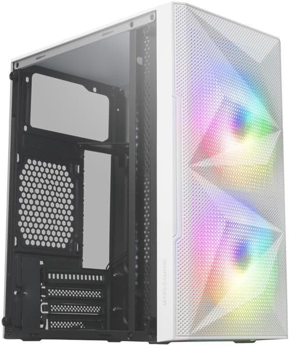 Gamingchassi - MARS GAMING - MC-ME - Kompakt MicroATX - Fönster i Härdat Glas - FRGB Belysning Vit