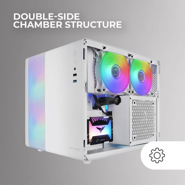 Gamingchassi - MARS GAMING - MC-400 - Kompakt Micro-ATX - Tempererat Glaspanel - 3 FRGB 120mm Fläktar