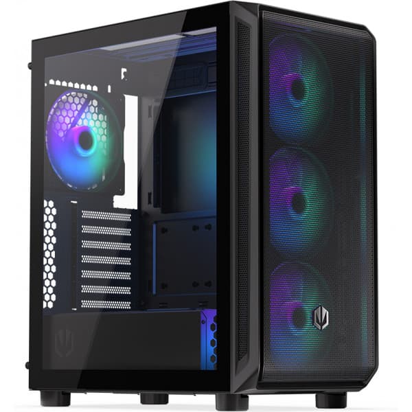 Endorfy Arx 500 ARGB Mid Tower ATX-chassi med fönster, svart Svart