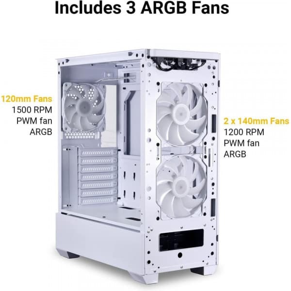 Lian Li LANCOOL 205 MESH C ATX-chassi med fönster, vitt