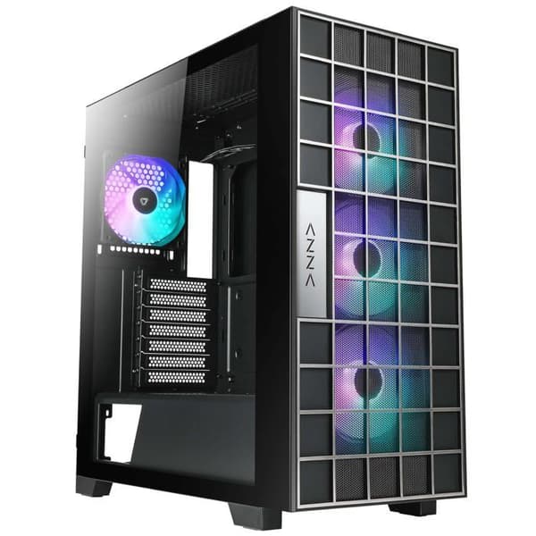 Mellanstort ATX Chassi - Azza - Neo RGB - Glaspanel - Svart - Avancerad anpassning Svart