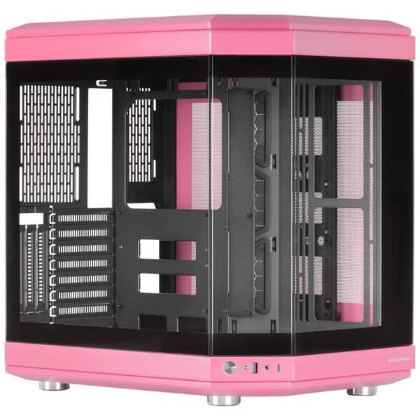 Mars Gaming MC-3T, anpassat ATX-spelfodral, trippelt kontinuerligt härdat glas, dubbla sidokameror, 3X vertikala PCI-platser, rosa