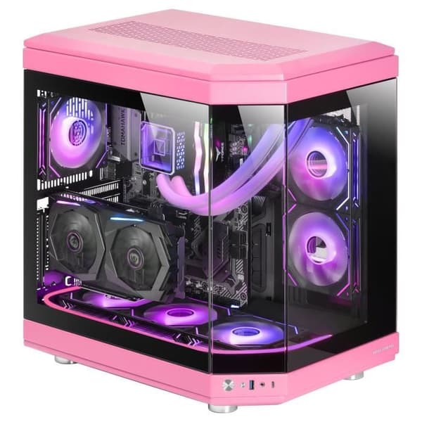 Mars Gaming MC-3T, anpassat ATX-spelfodral, trippelt kontinuerligt härdat glas, dubbla sidokameror, 3X vertikala PCI-platser, rosa
