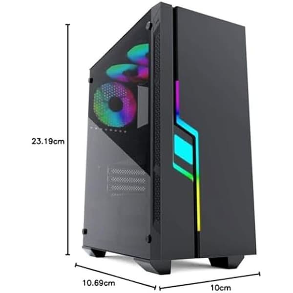 ATX-chassi - GEMBIRD - Fornax 2000 - RGB LED-belysning - Svart - Semitorn