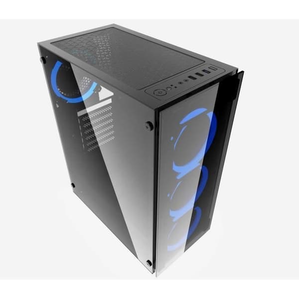 GEMBIRD CCC-FC-1500RGB Midi Tower PC-fodral Svart/Transparent - 3 120 mm fläktar - 7 expansionsfack