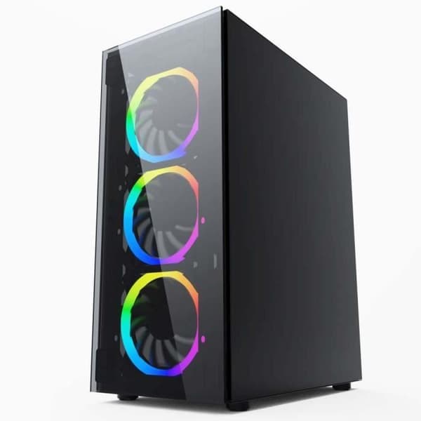 GEMBIRD CCC-FC-1500RGB Midi Tower PC-fodral Svart/Transparent - 3 120 mm fläktar - 7 expansionsfack