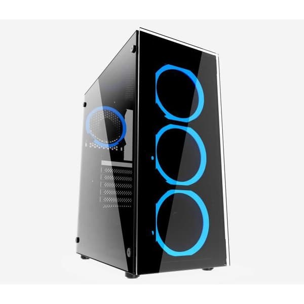 GEMBIRD CCC-FC-1500RGB Midi Tower PC-fodral Svart/Transparent - 3 120 mm fläktar - 7 expansionsfack
