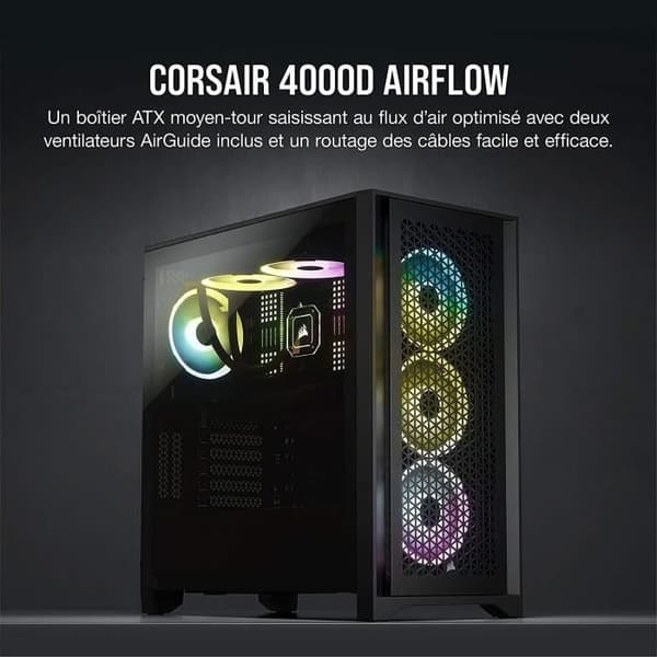 PC-spelfodral - CORSAIR - 4000D Airflow - Mid Tower - Härdat glas - Svart (CC9011200WW)