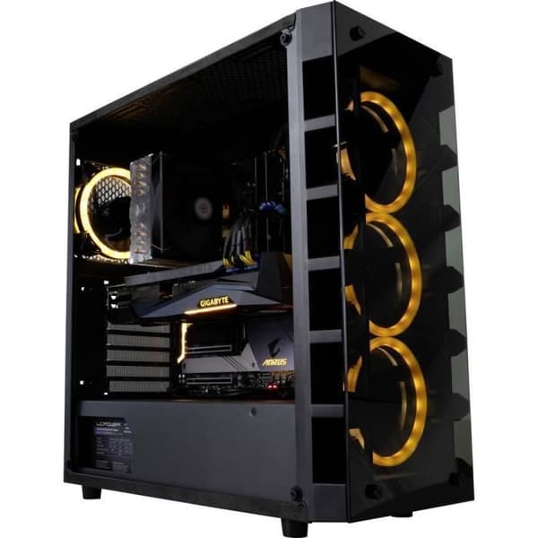 LC Power Gaming 709B Midi Tower Svart spelfodral 4 förinstallerade LED-fläktar, sidofönster, dammfilter Svart