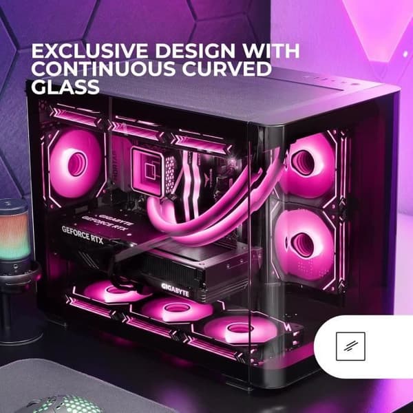 Gamingchassi Micro-ATX - MARS GAMING - MC-FUSIONM - Böjd Glas - Vattenkylning - Dubbel Kammare