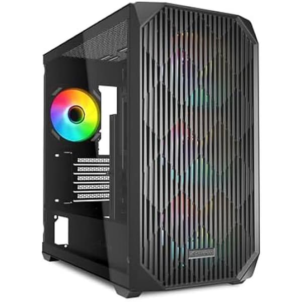 PC-chassi mATX - SHARKOON - MK3 RGB - Härdat glas - 4 förinstallerade fläktar - USB-C Svart