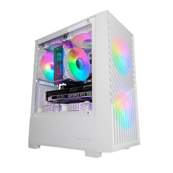 Gaming Chassi - Mars Gaming - MC-VORTEX - MicroATX - Härdat Glas - 3 FRGB 120mm Fläktar Vit