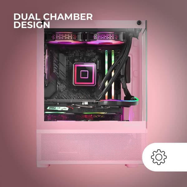 PC-chassi Micro-ATX - Mars Gaming - MC-SE - Härdat Glas - AirTech Mesh-teknologi - Rosa