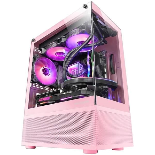 PC-chassi Micro-ATX - Mars Gaming - MC-SE - Härdat Glas - AirTech Mesh-teknologi - Rosa Rosa