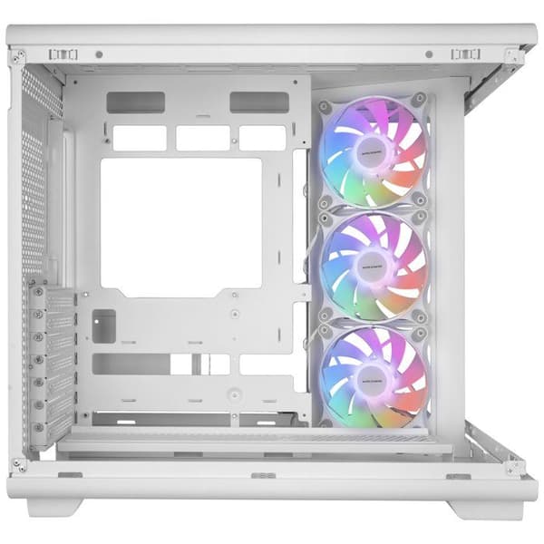 Mars Gaming MC-REV, Spelchassi, Dubbel Härdat Glas, 3 Omvända ARGB-fläktar, Vertikal GPU, 360mm Kylning, Vit