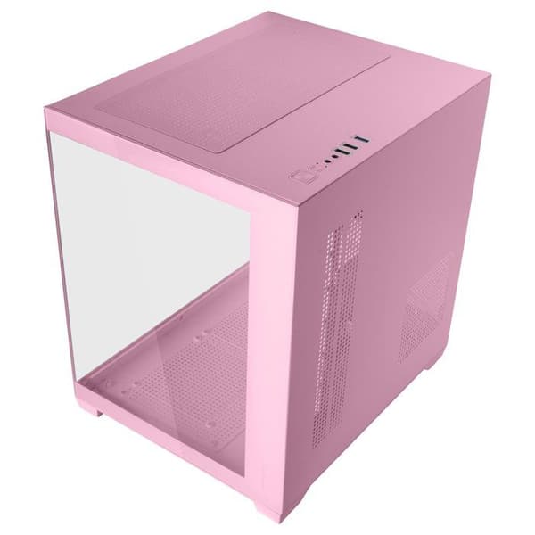 Mars Gaming MC-VIEW2, MicroATX-chassi, Dubbel Härdat Glas, 1x FRGB 120mm Fläkt, 240mm Kylning, Dubbel Kammare, Rosa