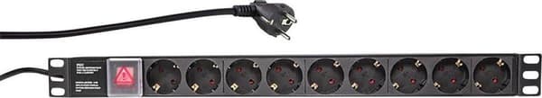 LogiLink PDU9C02 19 tommer Server rack kabinet strømskinne 1 U PG stik med kontakt Sort Sort