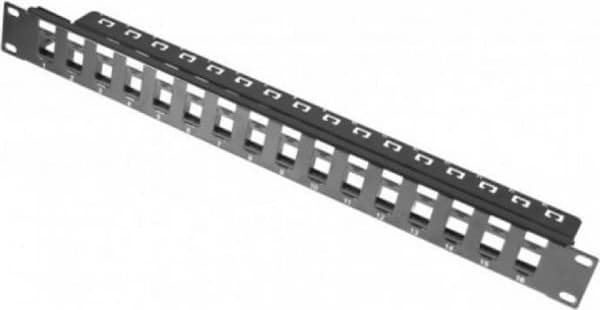 Modulholder til 16 keystone-tilslutningsstik, 48,30 cm (19"), sort RAL 9005 Til opsætning af et patchpanel med op til 16 porte (258151)