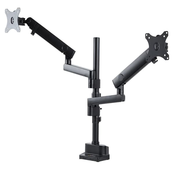 StarTech.com Dobbelt skærmarm til skrivebordsmontering, Full Motion skærmbeslag til 2x VESA-skærme op til 32" (8 kg), lodrette stabelbare arme, højdej