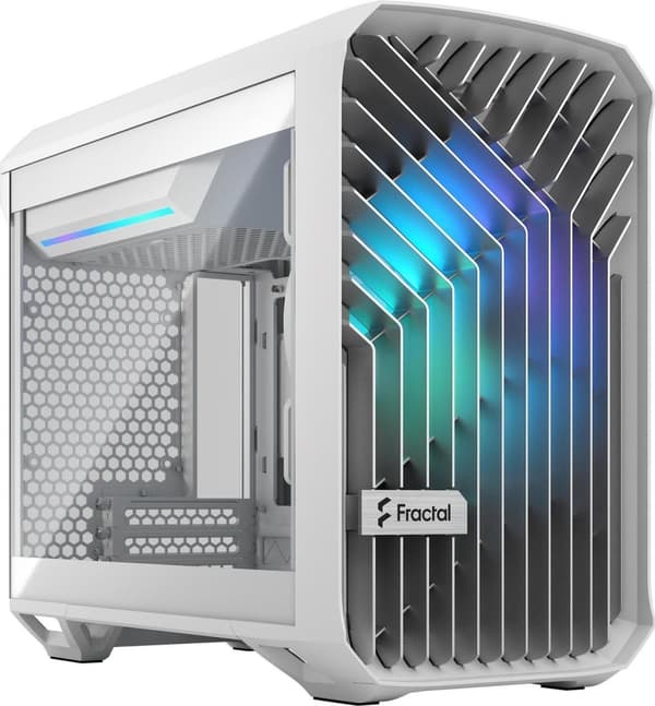 Fractal Design Torrent Nano - Tower - Mini-DTX - sidepanel med vindue (hærdet glas) - ingen strømforsyning (ATX) - hvid RGB klar nuance - USB/Audio (F Hvid