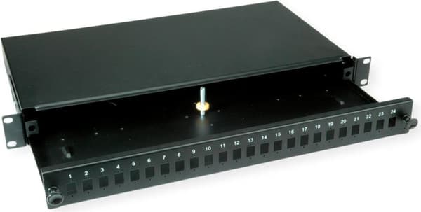VALUE 19\" splejsningsboks, 24x SC Sx/LC Dx, 1 U, sort (21.99.0651)