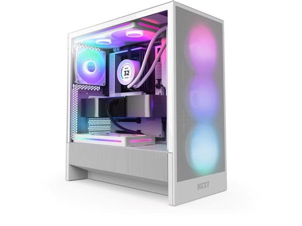 NZXT H5 FLOW RGB (2024) MIDI TOWER CABINET MED VINDU, HVID Hvid