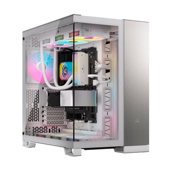 Mellanstorlekschassi E-ATX - CORSAIR - 6500X - Vit och silver - Optimal luftflöde - USB och ljud Grå, Vit