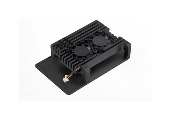 Alumiinikotelo Raspberry Pi 5:lle kahdella jäähdytystuulettimella