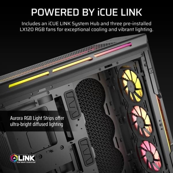 PC-chassi - CORSAIR - iCUE LINK 5000T LX RGB-serie - Mellanhöjd - Svart