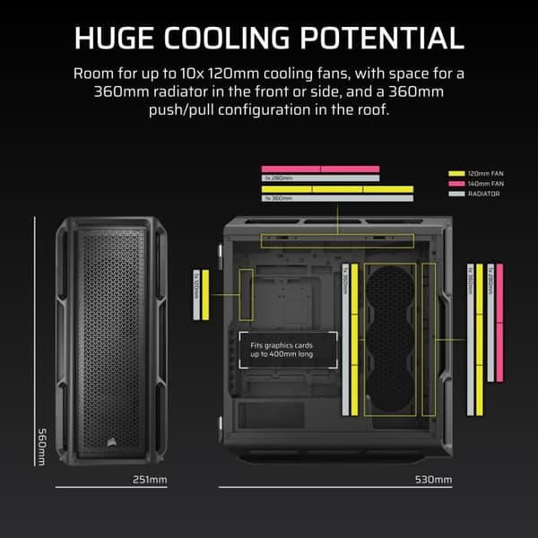 PC-fodral - CORSAIR - Serie 5000T - Mellanstorlek - Svart