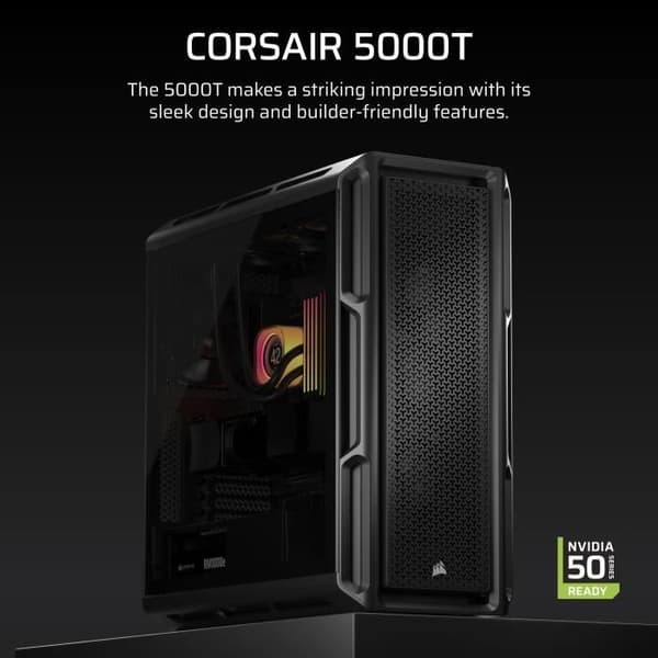 PC-fodral - CORSAIR - Serie 5000T - Mellanstorlek - Svart