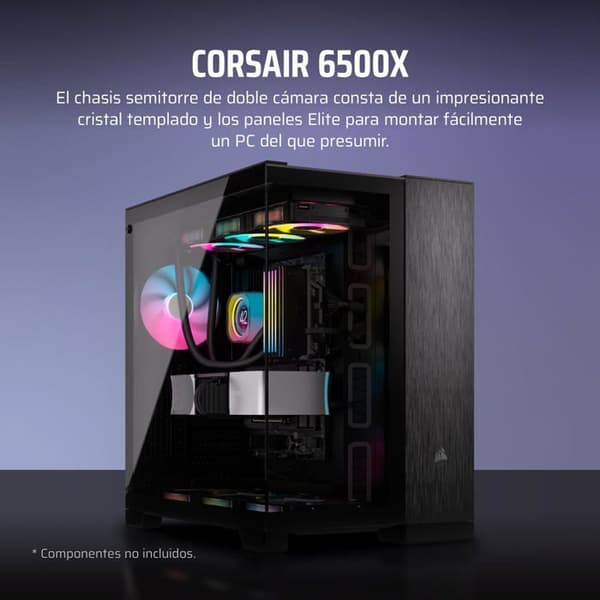 Mellanliggande chassi E-ATX 6500X - CORSAIR - Elegant design - RGB-fläktar (ej inkluderade) - Optimerad kabelhantering