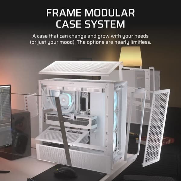 PC-chassi - CORSAIR - FRAME 4000D RS ARGB-serien - Mellanstor - 3 ARGB-fläktar - Vit