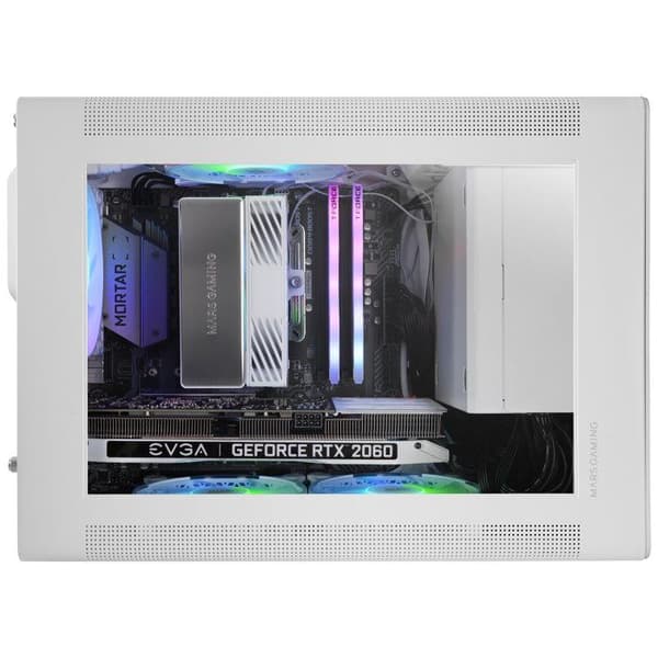 Mars Gaming MC-XPS, Ultra-kompakt MicroATX Gaming Chassi, Härdat Glas + Mesh, FRGB Fläkt 120mm, Vit