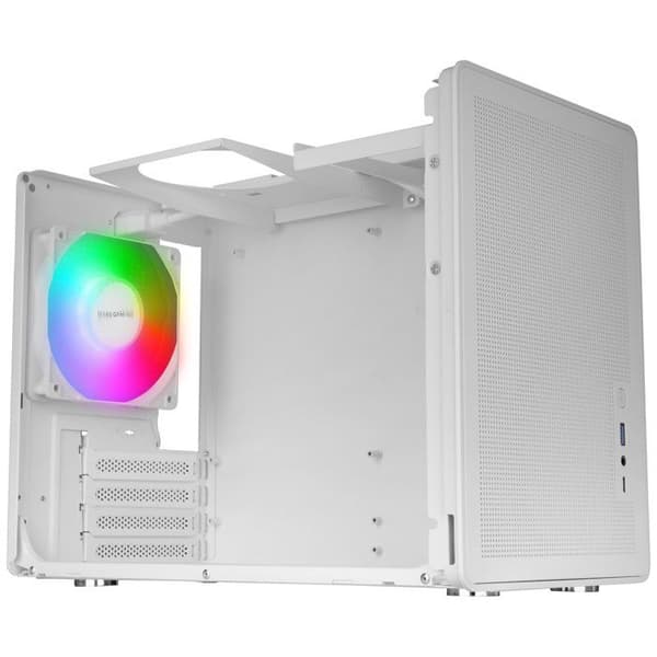 Mars Gaming MC-XPS, Ultra-kompakt MicroATX Gaming Chassi, Härdat Glas + Mesh, FRGB Fläkt 120mm, Vit